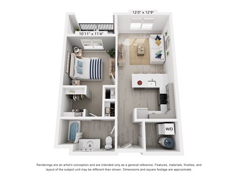 The Venus 1 Bedroom Apartment Floor Plan at The Galaxy at Polaris